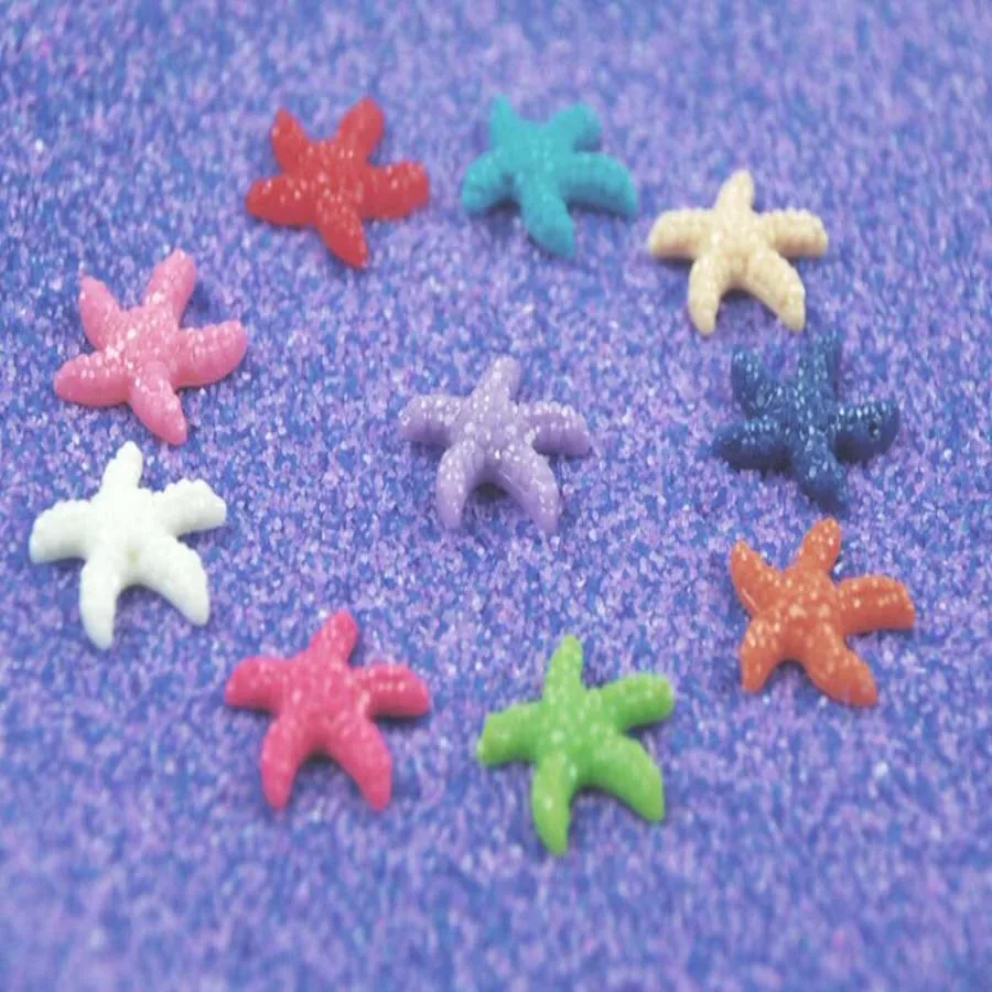 200pcs Mini Colorful Resin Starfish For Fantasy Miniatures Fairy Garden Gnome Moss Terrarium Decoration Crafts Bonsai DIY