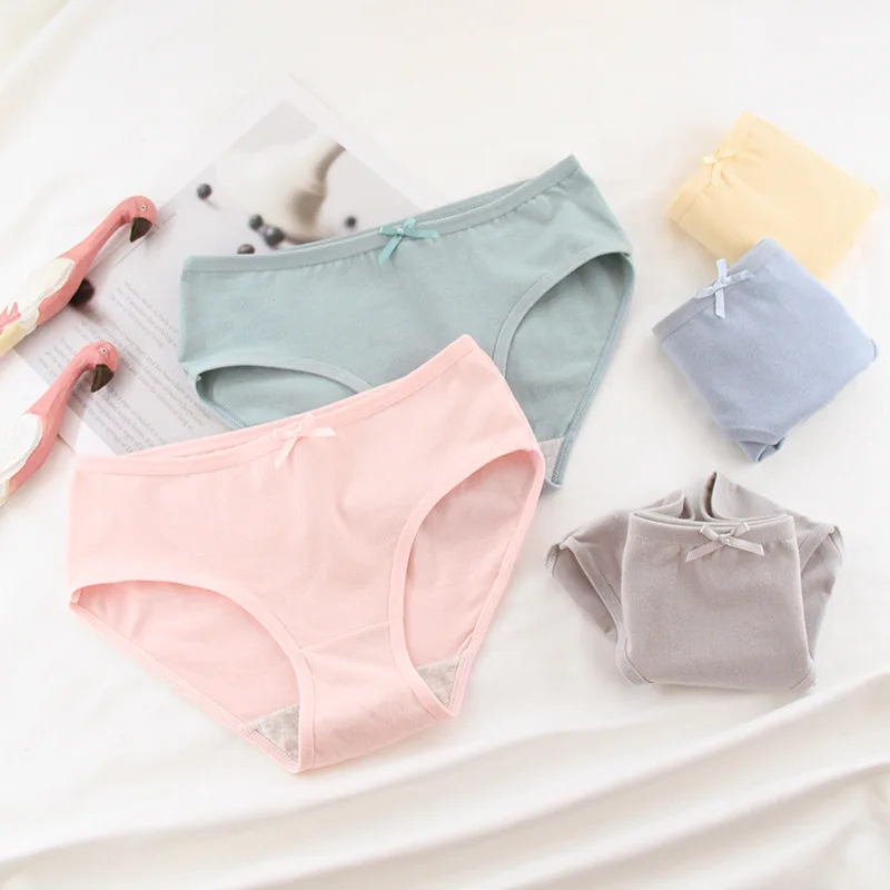 

5pcs girl briefs size M-XXL Simple solid color ladies panties mid-waist women underwear ,hip-wrapped cotton women briefs