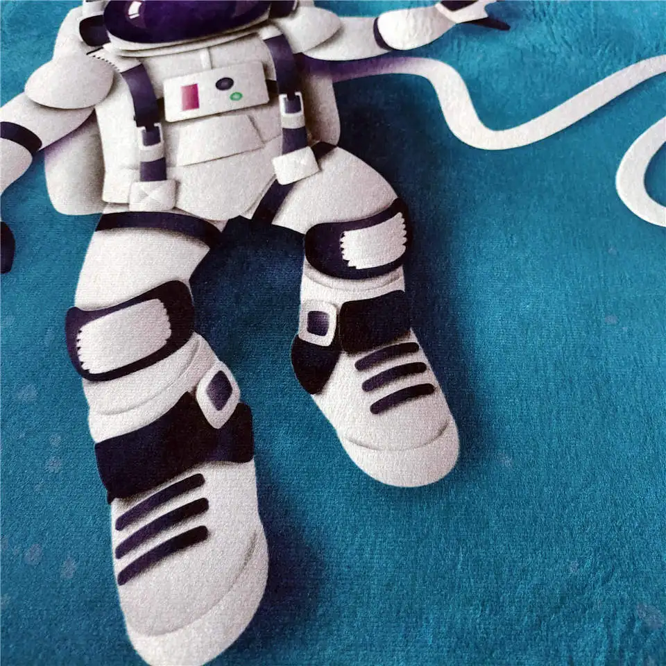 Cartoon Rocket Astronaut 3D Carpet Kids Room Space Flannel Sponge Floor Mat Teen Room Rug Cute Crawling Play Mat Bedside Carpet