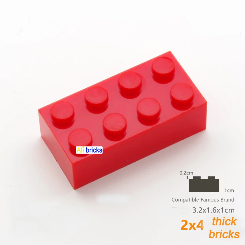 60pcs DIY Building Blocks Thick Figures Bricks 2x4 Dots Educational Creative Size Compatible With 3001 Plastic Toys for Children