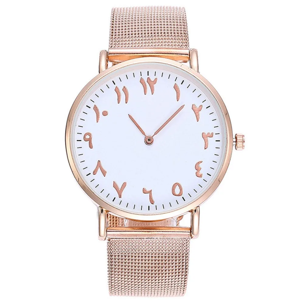 Reloj Mujer Fashion Design Arabic Numbers Watch Women Watches Rose Gold Mesh Band Quartz Wristwatches Cheap Price Dropshipping