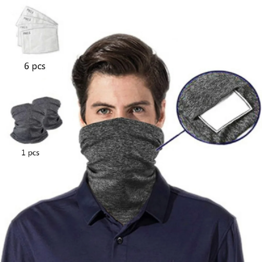 Washable Scarf Bandanas Neck Gaiter with Safety Carbon Filters,Multi-purpose Face Cover For Men women Sports/Outdoors