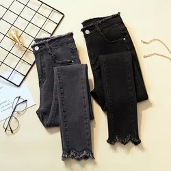 2020 frühling Jeans Für Frauen Hohe Taille Dünne Bleistift Blau Denim Hosen frauen Schwarz Stretch Böden Schlanke Hosen Für Frauen hosen