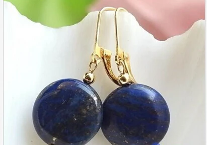 

shitou 00732 NATURE 14MM LAPIS LAZULI COIN BEAD DANGLE EARRING discount 40%