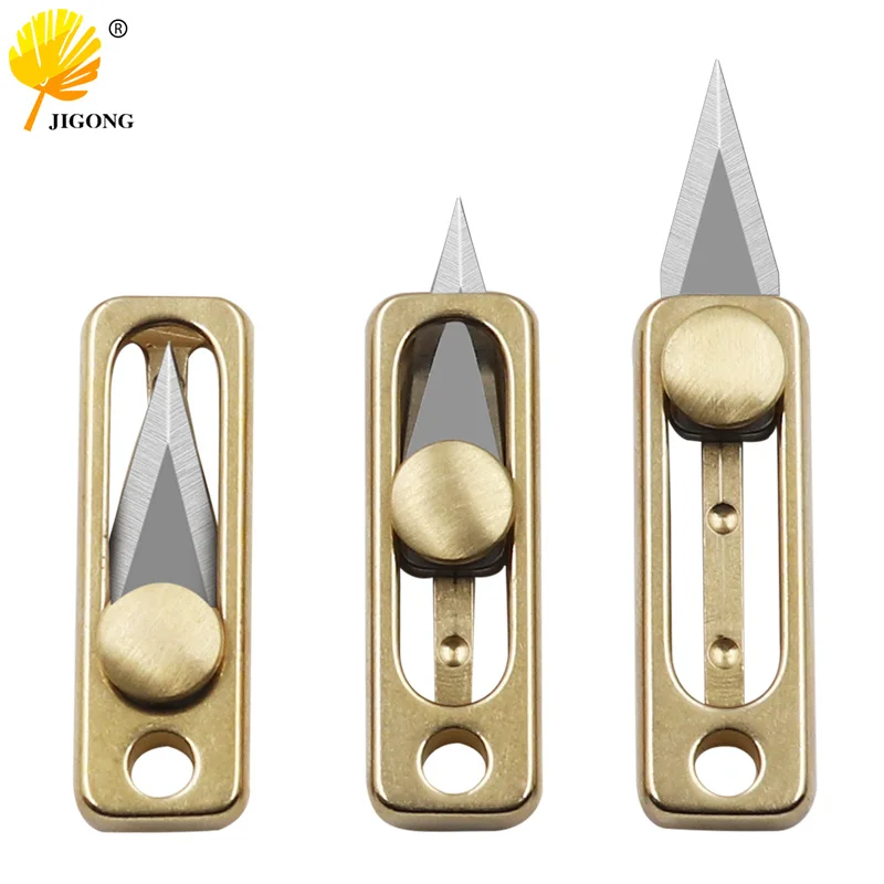 Multi Mini Knife Portable Paper Cutting Blade Knives Brass Pocket Folding Key Ring Sliding Blade Knife