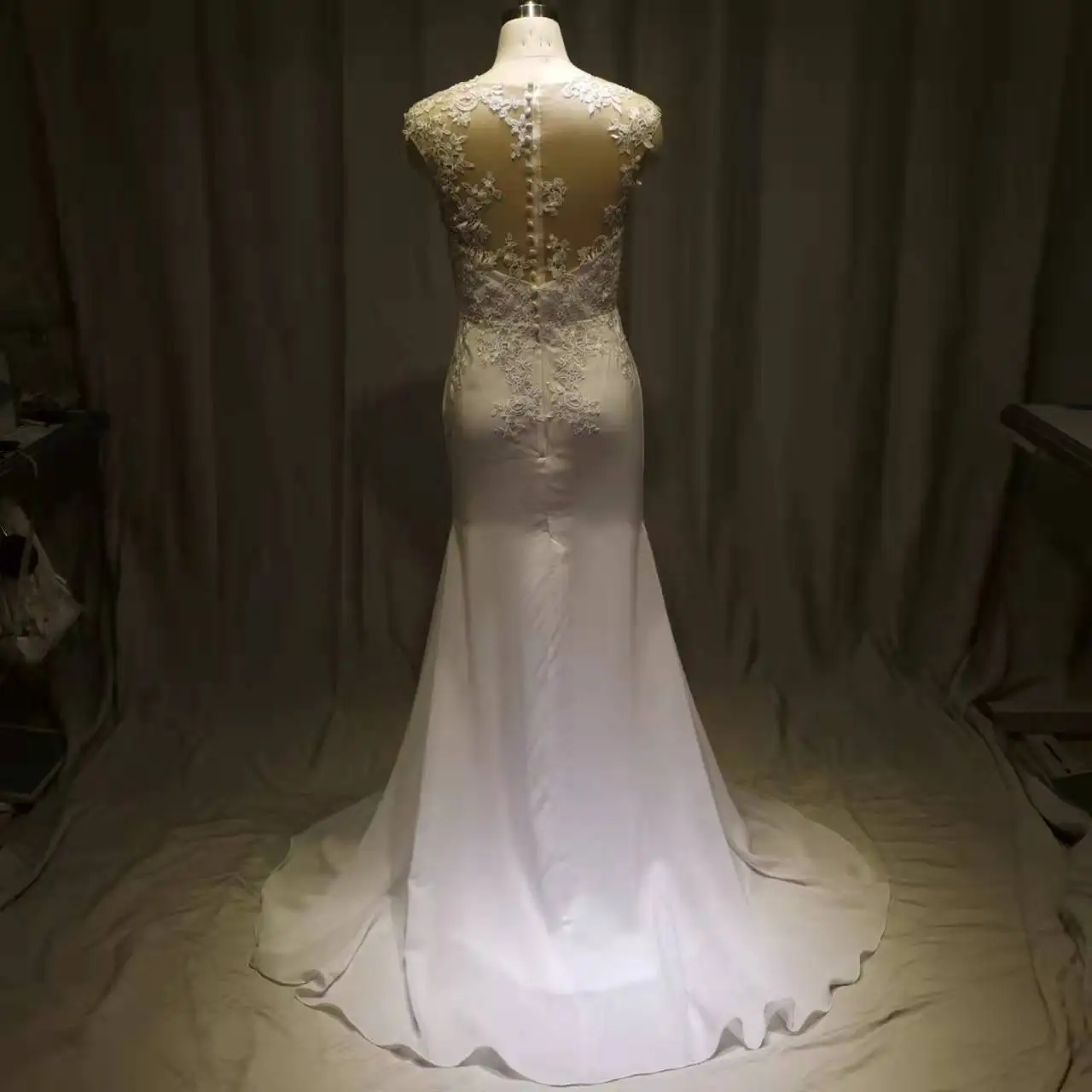 MYYBLE-Robe de Mariée Sirène en Satin Doux avec Appliques en Dentelle, Vêtement de Patients Transparents, Reliure dans le Dos, Modeste, 2021