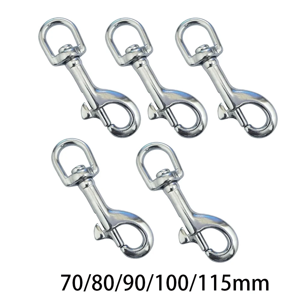 5PCS 316 Stainless Steel 70/80/90/100/115mm Swivel Eye Snap Hook Dive Single Ended Swivel Eye Bolt Hook Buckle & Pet Chains