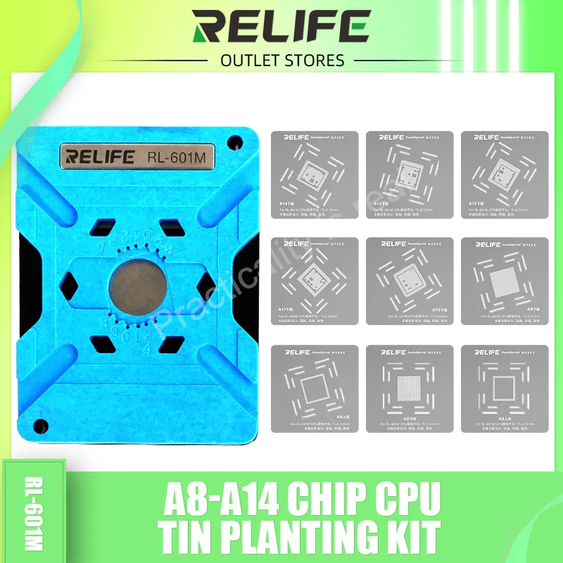 DIYFIX RL-601M 7 في 1 رقاقة وحدة المعالجة المركزية لتحديد المواقع القصدير زرع عدة آيفون 6-12 برو ماكس IC رقاقة زرع القصدير قالب تركيبات