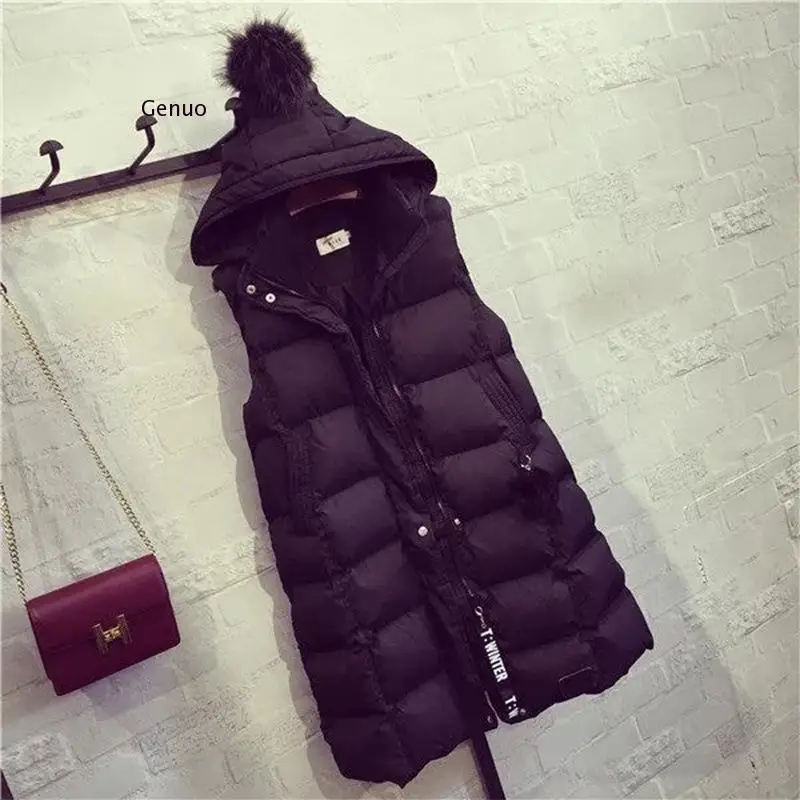 Women's Hoodie Vest Winter Warm Thicken Casual Windbreaker Solid Colors Sleeveless Jacket Female Classic Waistcoat