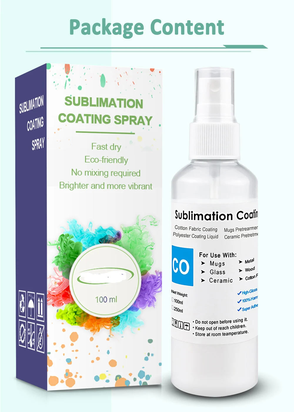 100ml Sublimation Coating Spray Suit For Pretreatment of 100% Cotton Materials Such as Clothes Hat All Fabric Quick-drying Spray