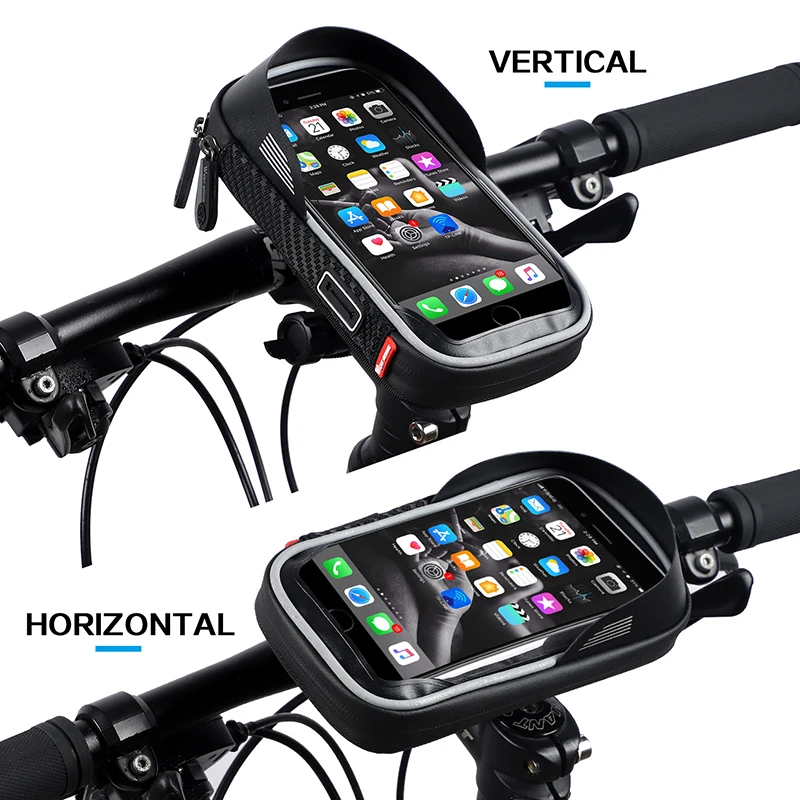 WEST BIKING Waterproof Bicycle Front Bag Mobile Phone handlebar Mount Bag For 6.5 inch iPhone Samsung Phone Mount Cycling Bag