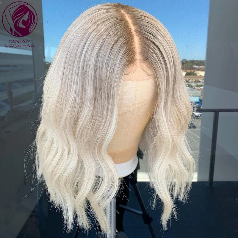 

Lace Front Human Hair Wigs Transparent Clear Ashy Platinum Blonde Women"s Wig Natural Hairline 13x4 Lace Frontal Wigs Glueless