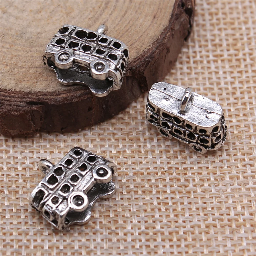 

free shipping 28pcs 16x14mm antique silver Bus charms diy retro jewelry fit Earring keychain hair card pendant accessories