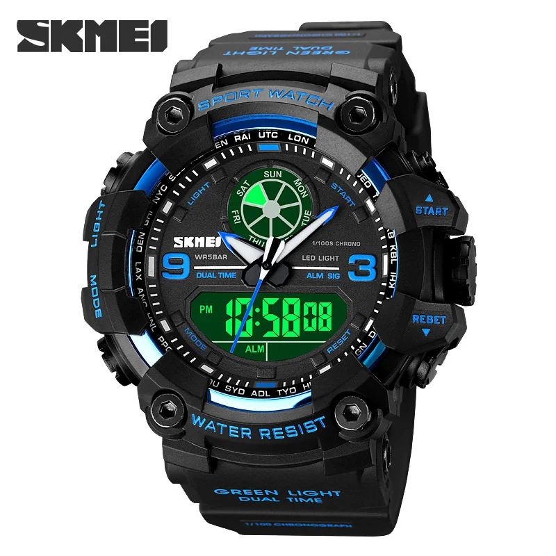 

SKMEI Watch For Men Dual Display Analog LED Electronic Quartz Wristwatch Military Men Sports Watches Relogio Masculino montre