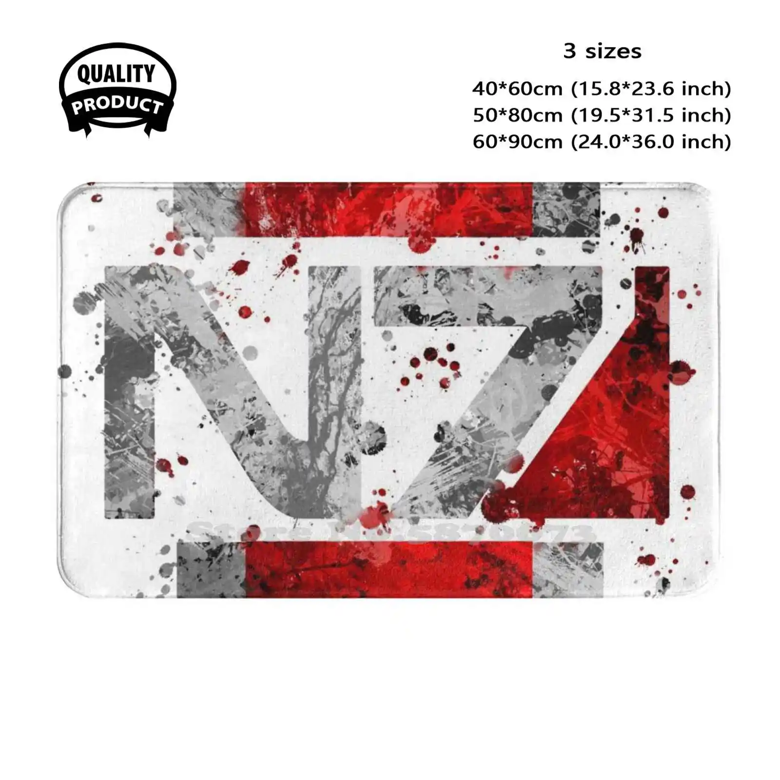 Mass Effect - N7 ( Lite ) Splatter Soft Cushion Home Carpet Door Mat Car Rug Mass Effect N7 Shepard Lite Red Splatter White