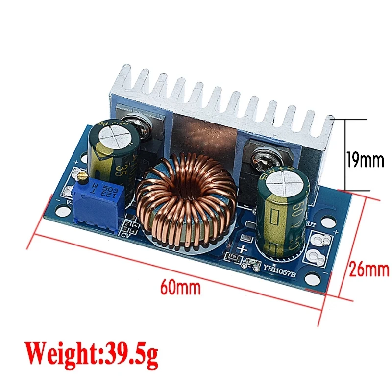 1Pcs DC-DC Boost Converter Non-isolated Step-Up Power Supply Module With Heat Sink Adjustable 4.5V-32V to 5-42V 6A