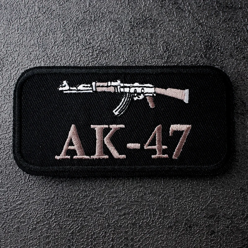 AK-47 Size:10x5.0cm Embroidery Patches For T-Shirt Iron On Stripes Appliques Clothes Stickers Sew On Badges