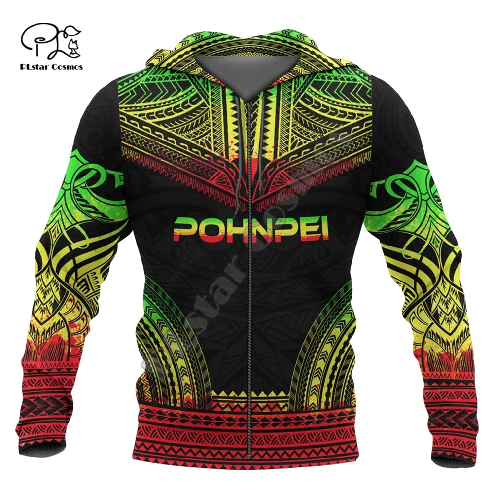 PLstar Cosmos 3DPrint Pohnpei Polynesian Culture Tribe Turtle Tattoo Winter Men/Women Funny Harajuku Streetwear Zip Hoodies-a4