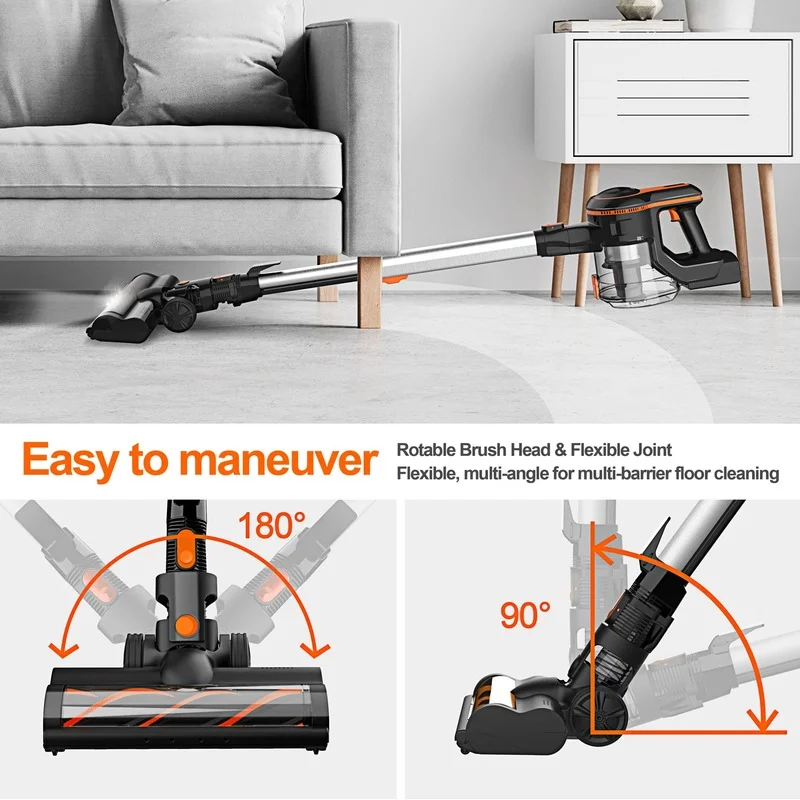 INSE S600 bezprzewodowy odkurzacz 250W Motor 23Kpa Stick odkurzacz z 45min Runtime odkurzacz ręczny do domu