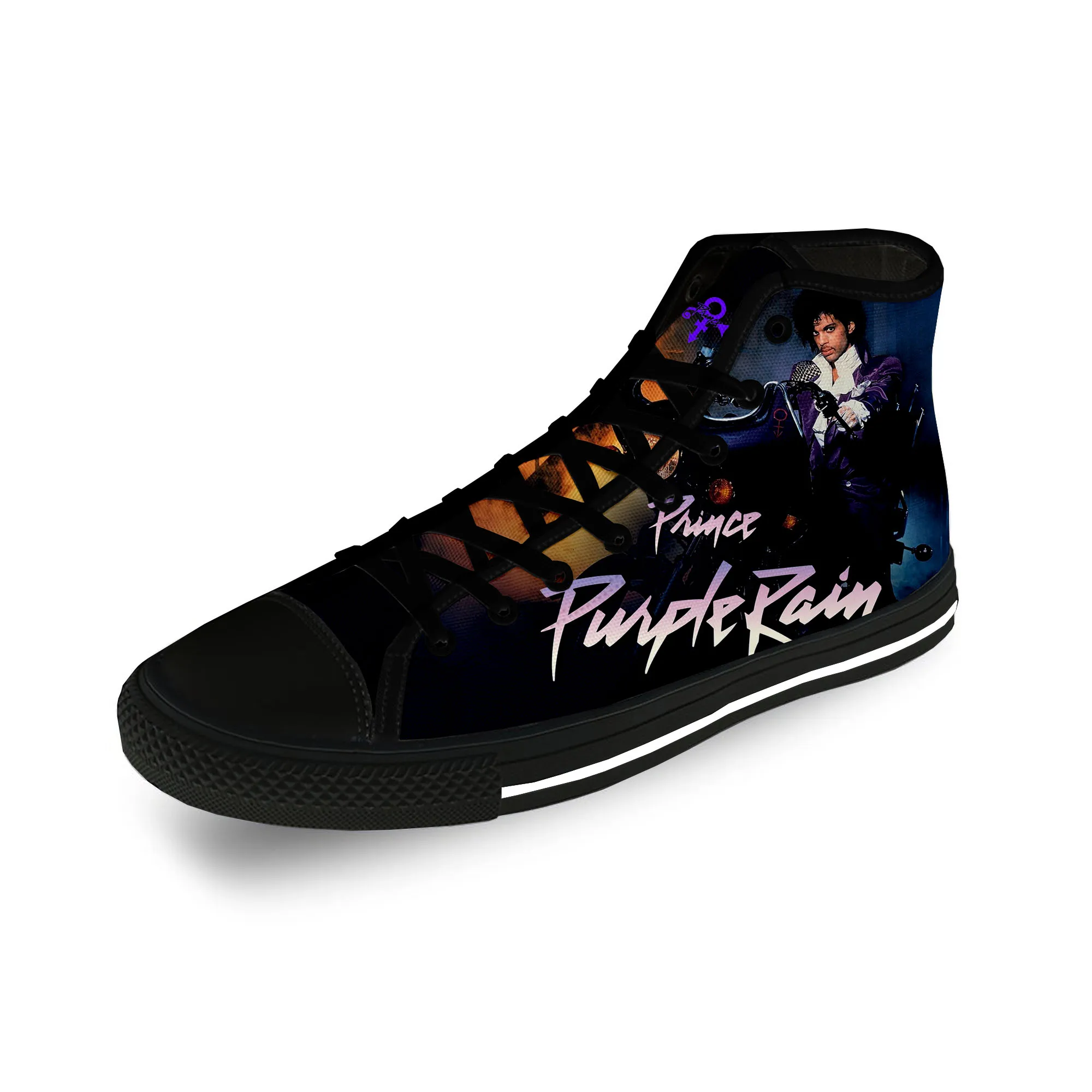 Music Singer Prince Rogers Nelson Purple Rain Casual Cloth 3D Print High Top Canvas Fashion Shoes Men Women Breathable Sneakers