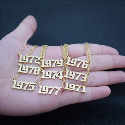 Custom Jewelry  Special Date Year Number Necklace for Women Collares 1971 1972 1973 1974 1975 1976 1977 1978 1979