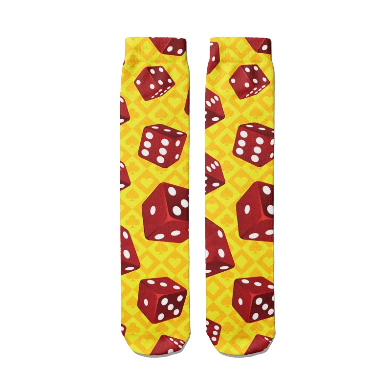 Cotton Socks Funny Poker Card Tube Socks Compression Fashion Mixed Cotton Winter Warmth Funny Female Sock High Quality Unisex