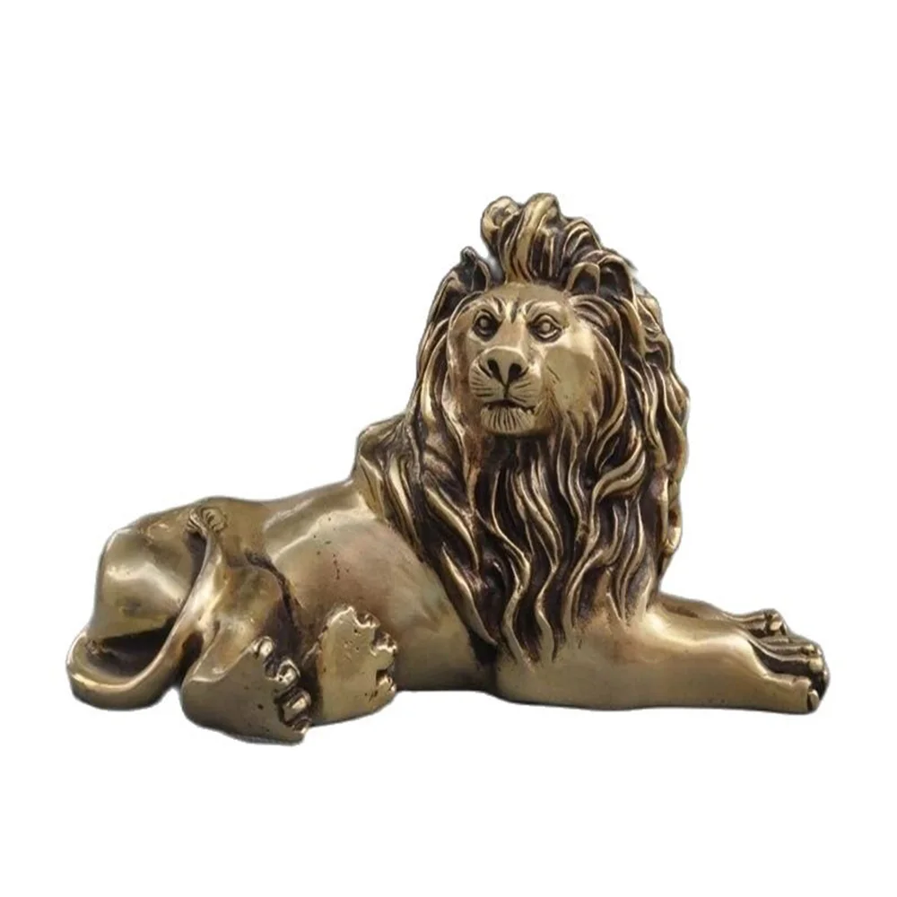 

Chinese Feng Shui Brass Ferocious Hui Feng Lion King Animal Statue home decoration