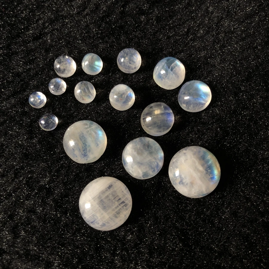 Wholesale 4pcs/lot AA Quality Rainbow Moonstone Bead cabochon 4mm 5mm 6mm 8mm 10mm 12mm Round Gem stone Cabochon Ring Face