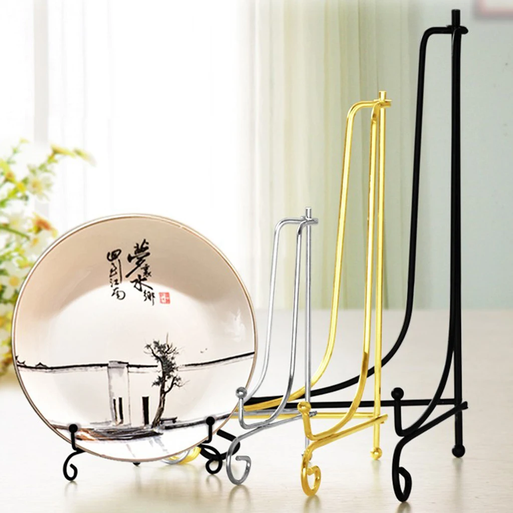 4-12inch Wire Iron China Plate Stand Easel Art Display Stand Rack Holder Gold Bowl Holder Rack Art Display Rack