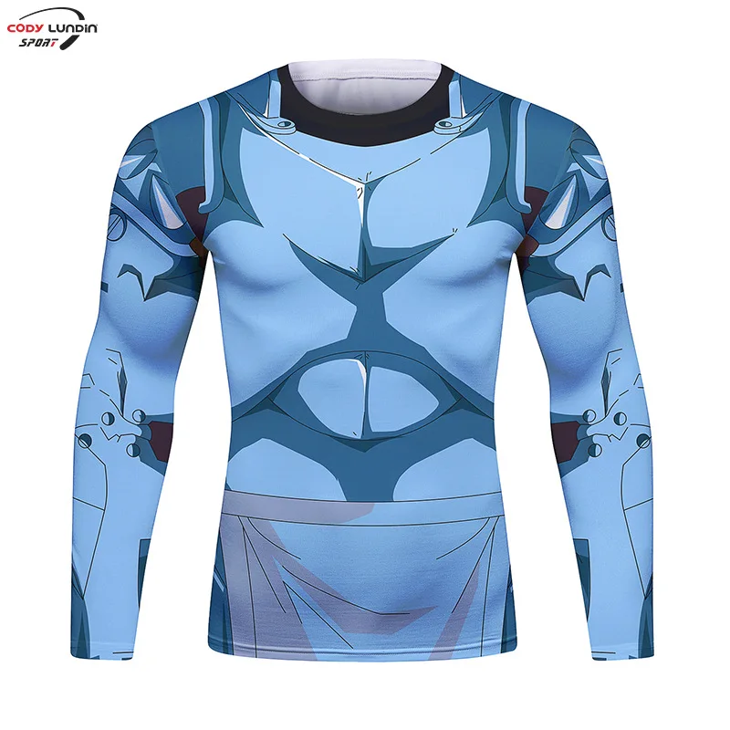 Gym Compression Shirt Men Anime GOKU Cosplay Costume T-Shirt Quick Dry Long Sleeve Fitness Bodybuilding Workout Sport Shirts