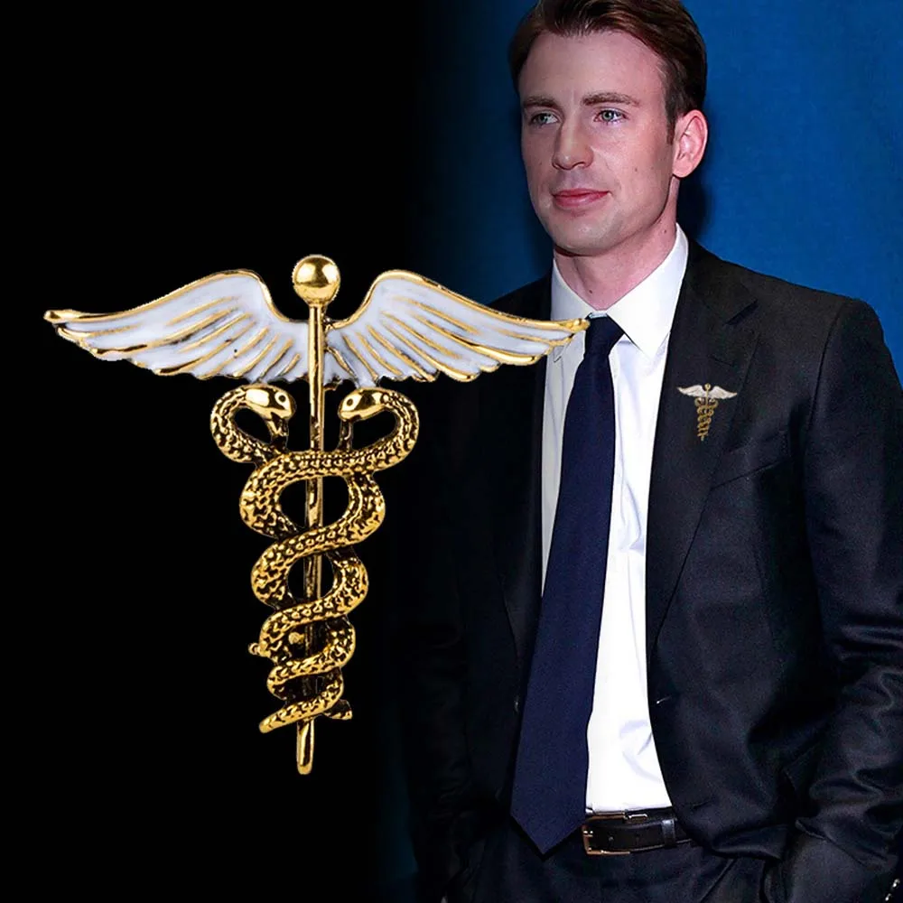 1Pc Crystal Caduceus Pins Badge Brooches Lapel Pin Medicine Symbol Gifts For Nurse Doctor Medical Students Brooch