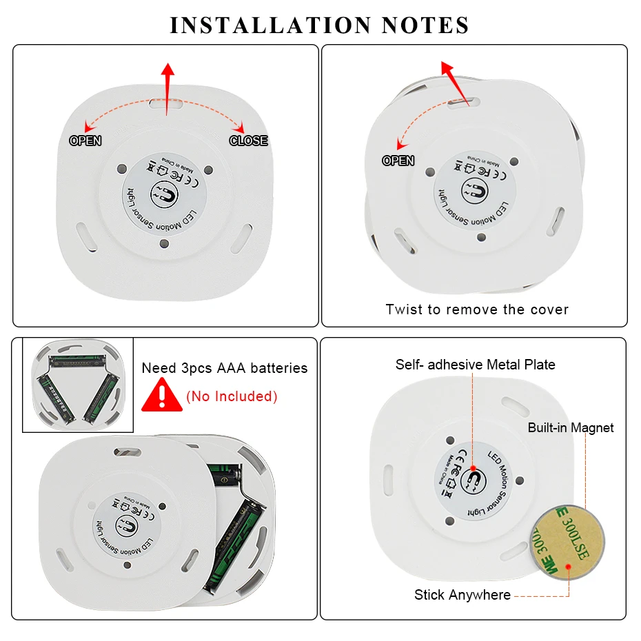10 LEDs LED Night Light Infrared PIR Motion Sensor AAA Battery-powered Mini Closet Light Built-in Magnet Security Wall Lamp