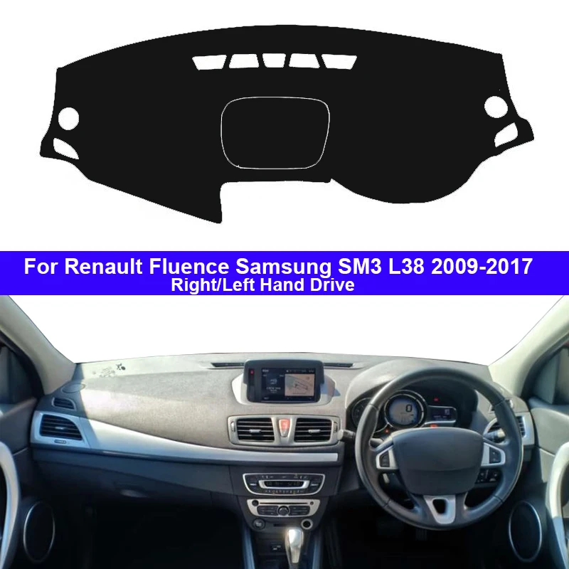 Car Dashboard Cover For For Renault Fluence Samsung SM3 L38 2009 - 2017 Auto Dash Mat Carpet Cape Anti-sun Sun shade Dashmat