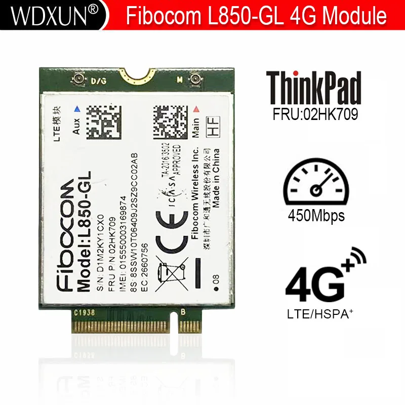 

Fibocom L850-GL M.2 Card 4G LTE CAT9 Wireless Module For Lenovo Thinkpad X1 Carbon 7th 8th 02HK709