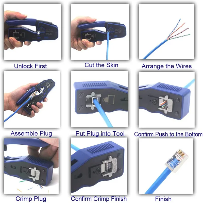 Rj45 Tool Network Crimper Cable Stripping Plier Stripper for Rj45 Cat6 Cat5E Cat5 Rj11 Rj12 Connector