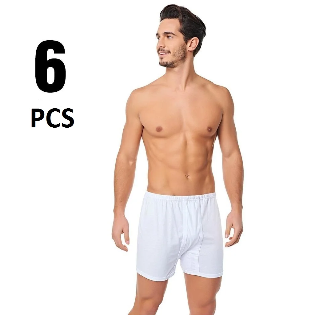 Passion-ropa interior de algodón 100 para hombre, calzoncillos blancos, Bóxer largo, paquete Hecho en Turquía, 6 piezas