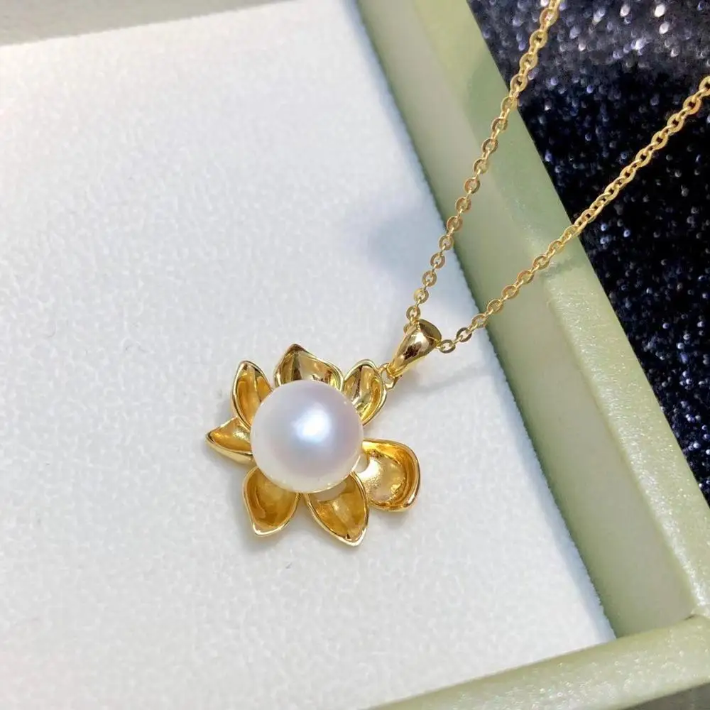 

Hot Flower New 925 Sterling Silver Pendant Base Settings Mountings Findings Parts for Pearl Crystal Jade Agate 5pcs/lot