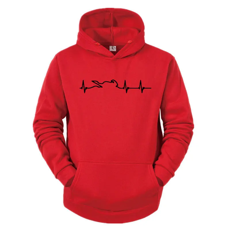 Heart Electrocardiogram Of Motorcycle Race Players men male Cotton large men's sweater Hoodie S 3XL