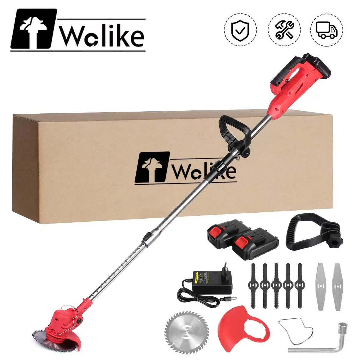 Wolike 88VF 2000W Cordless Elektrische Rasenmäher 35000RPM Li-Ion Gras Trimmer Beschneiden Garten Power Werkzeuge Mit 2x6000mAh Batterien