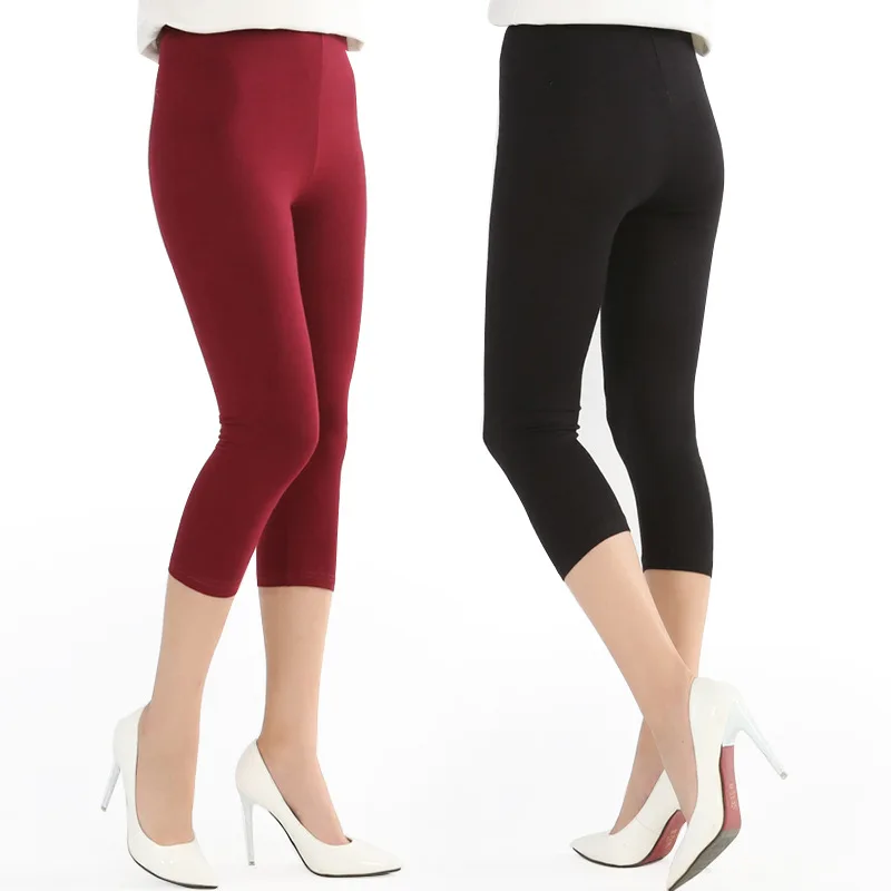 Leggings para mulheres estilo verão calças cortadas para senhora grande elástico plus size 7xl doce cor calças modal macias