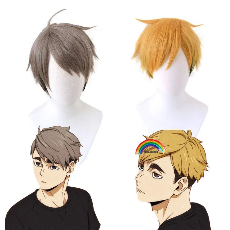 Haikyuu  Atsumu Miya Yellow Wig Inarizaki High No.7 Atsumu Miya Yellow Cosplay Short Haikyuu To the Top Carnival Party Men Women