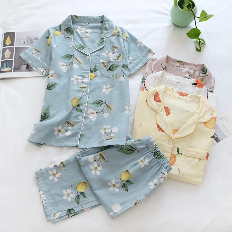 

Women Leisure Loose Comfortable Short Sleeve Pajamas Trousers Set Summer Breathable Soft Cotton Pajama Home Sleepwear Loungewear