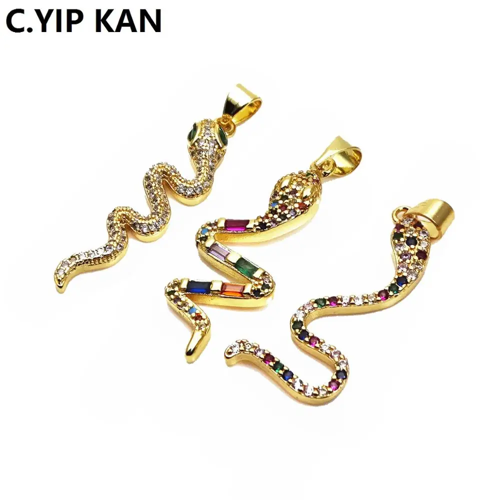 C.YIP KAN Fashion color Zircon Pendant spotted Snake Pendant Animal Pendant DIY jewelry accessories as a gift for friends