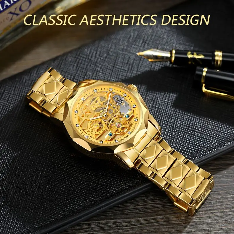 Imagem -05 - Forsining Royal Design Diamante Esqueleto Masculino Relógio Mecânico de Luxo Tourbillon Relógio Automático Liquidação Relógios Masculinos à Prova Impermeável Água