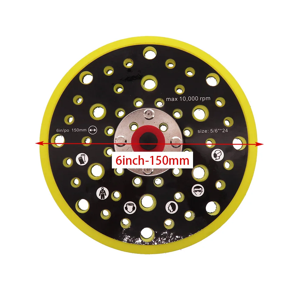 6 "150mm 9/15/17/52 furos lixadeira almofada de apoio gancho & loop lixa almofadas com 5/16"-24 rosca livre de poeira lixa disco titular para mirka