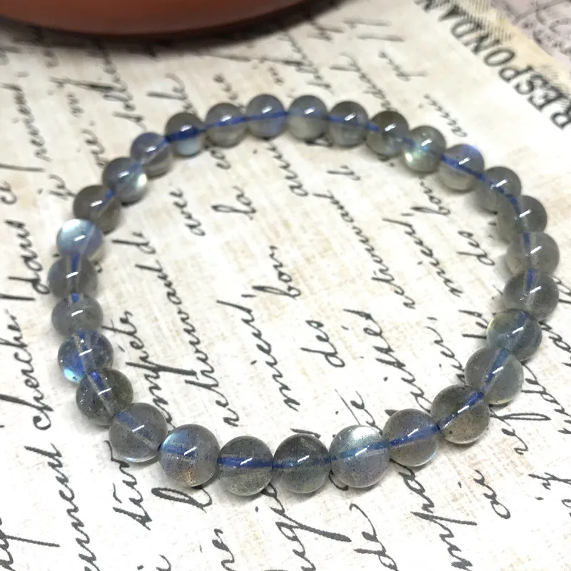 6 mm Nature Labradonite 18.5-19 cm  Bracelet For Women AA Good Quality  Nature Crystal Stone Not Glass Strong Shine