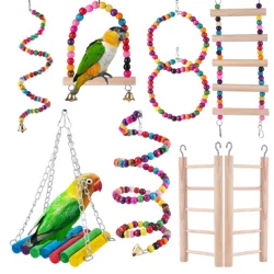 Parrot Rope Hanging Braided Budgie Chew Rope Bird Cage Cockatiel Toy Pet Stand Training Accessories Conure Swing Supplies