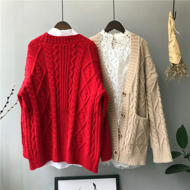 Koreanische Frau Pullover Strickjacke Harajuku Frauen Pullover Stricken Mantel Weibliche Winter Herbst Langarm Kleidung