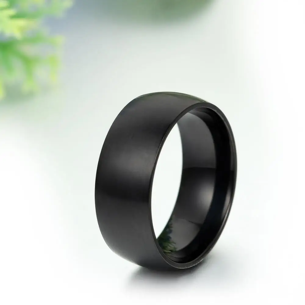 BONISKISS 8MM Men\'s Black Titanium Ring Anniversary Alliance Mens Fashion Jewelry Wedding Band Rings Size 6 To 14 Wholesale