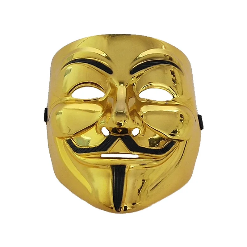 

10 Pcs Guy Fawkes Gold Mask Bronze V for Vendetta Mask Killer Cosplay Costume Accessory Halloween Masquerade Horror Silver Masks